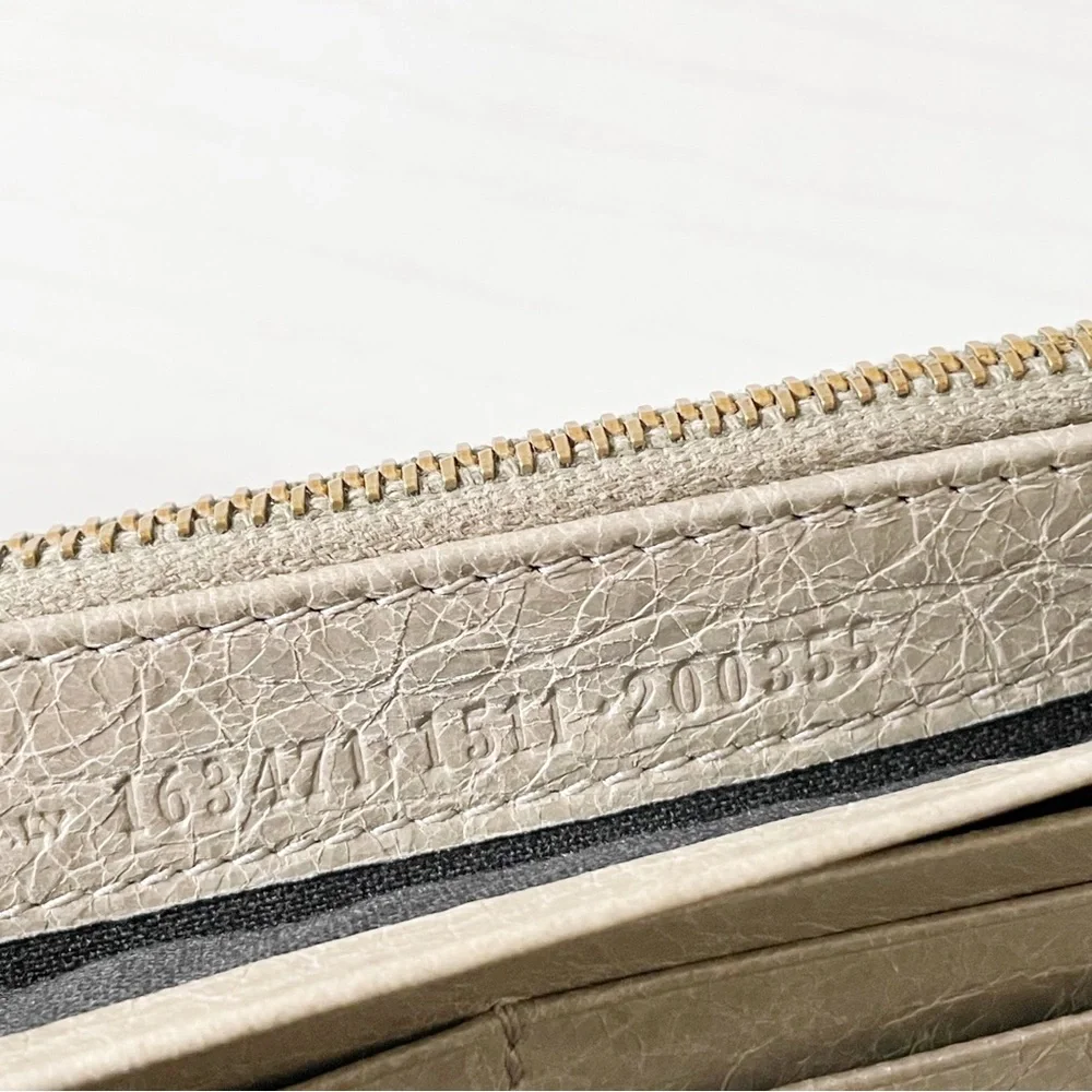 Balenciaga gray leather classic city long wallet
